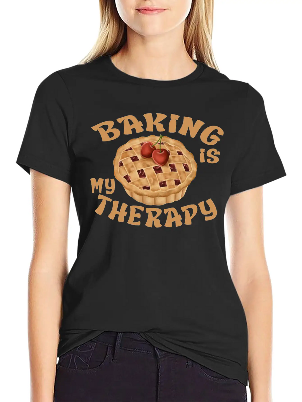 Baking Is My Therapy Breathable Graphic T-Shirt – Perfect For Casual Days