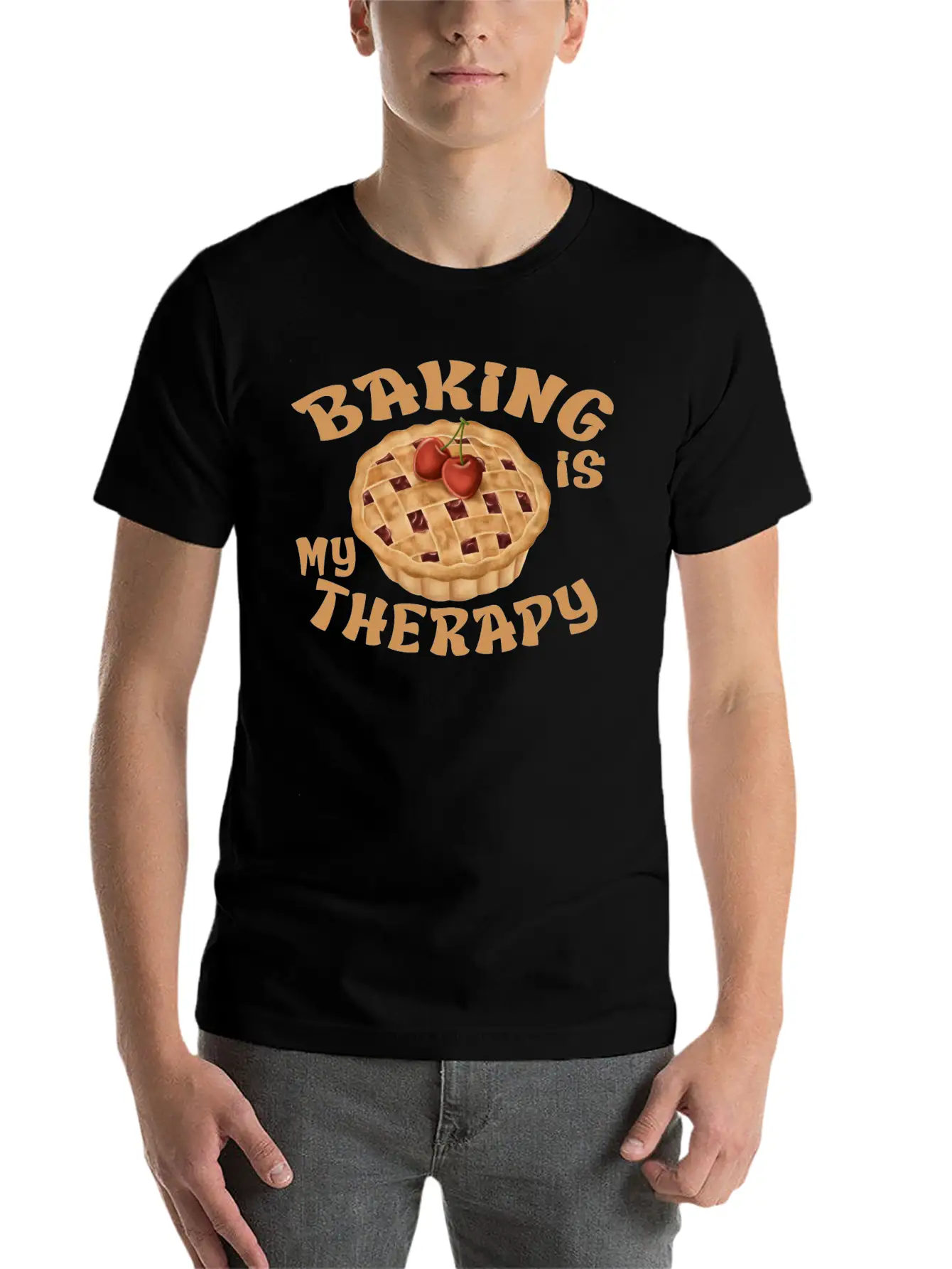 Baking Is My Therapy Breathable Graphic T-Shirt – Perfect For Casual Days