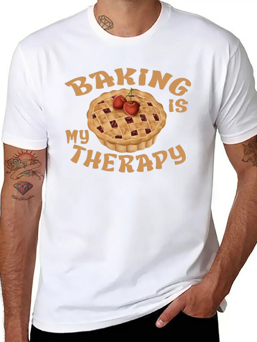 Baking Is My Therapy Breathable Graphic T-Shirt – Perfect For Casual Days