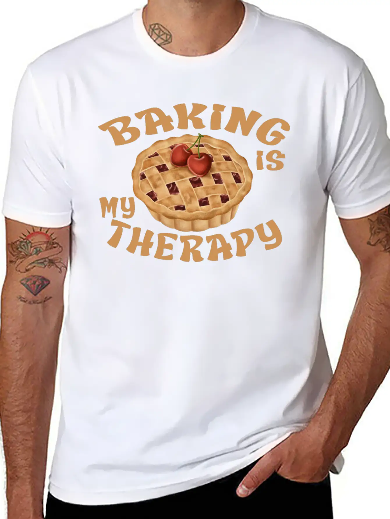 Baking Is My Therapy Breathable Graphic T-Shirt – Perfect For Casual Days