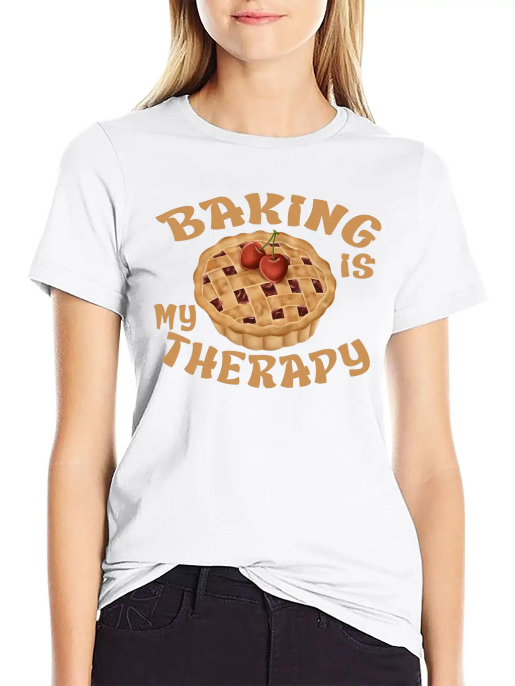 Baking Is My Therapy Breathable Graphic T-Shirt – Perfect For Casual Days