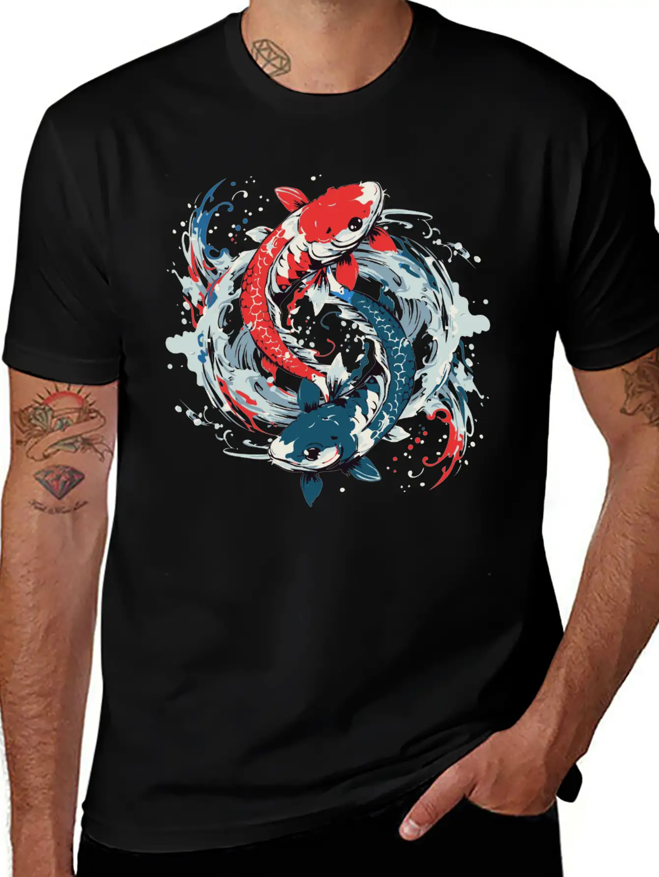 Balance Themed T Shirt Design Creator With Fish Essential Cotton Tee For Daily Outfits – Unisex Style