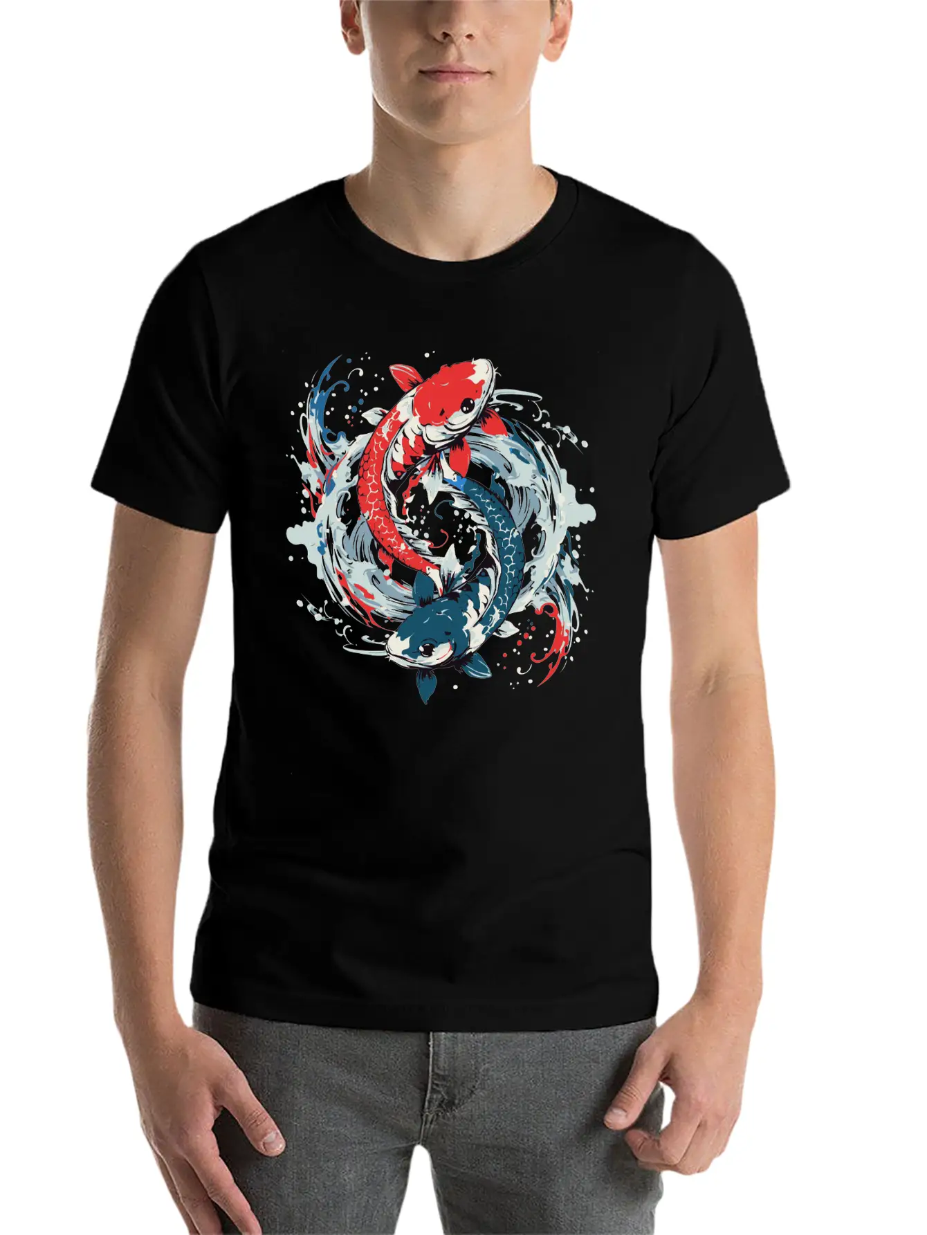 Balance Themed T Shirt Design Creator With Fish Essential Cotton Tee For Daily Outfits – Unisex Style