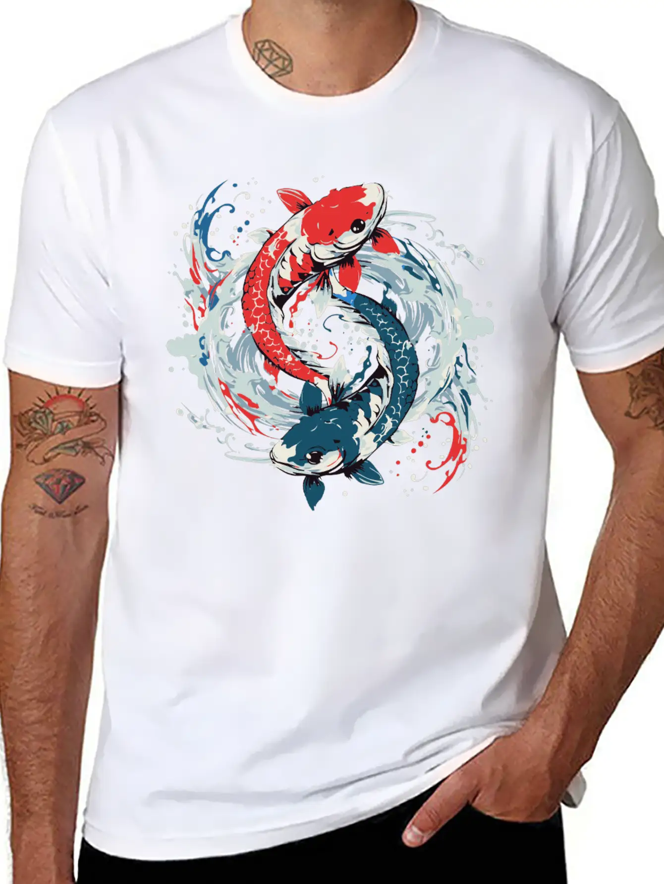 Balance Themed T Shirt Design Creator With Fish Essential Cotton Tee For Daily Outfits – Unisex Style