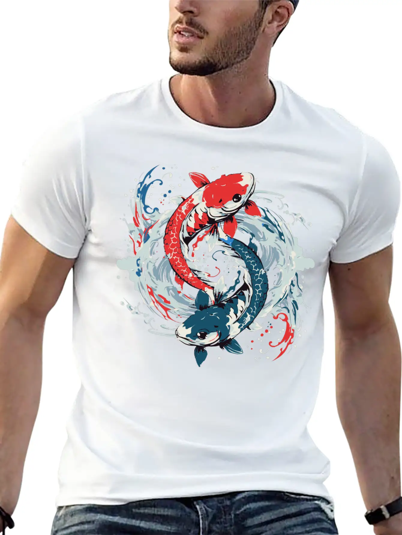 Balance Themed T Shirt Design Creator With Fish Essential Cotton Tee For Daily Outfits – Unisex Style