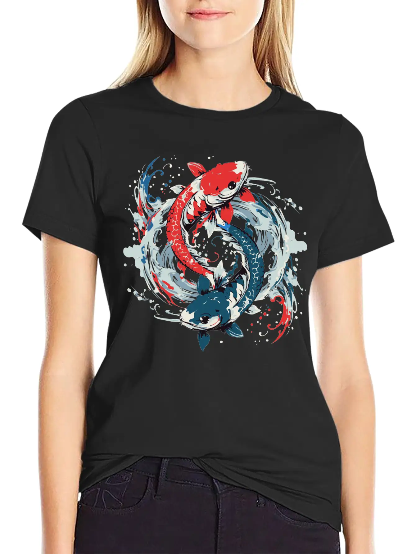 Balance Themed T Shirt Design Creator With Fish Essential Cotton Tee For Daily Outfits – Unisex Style