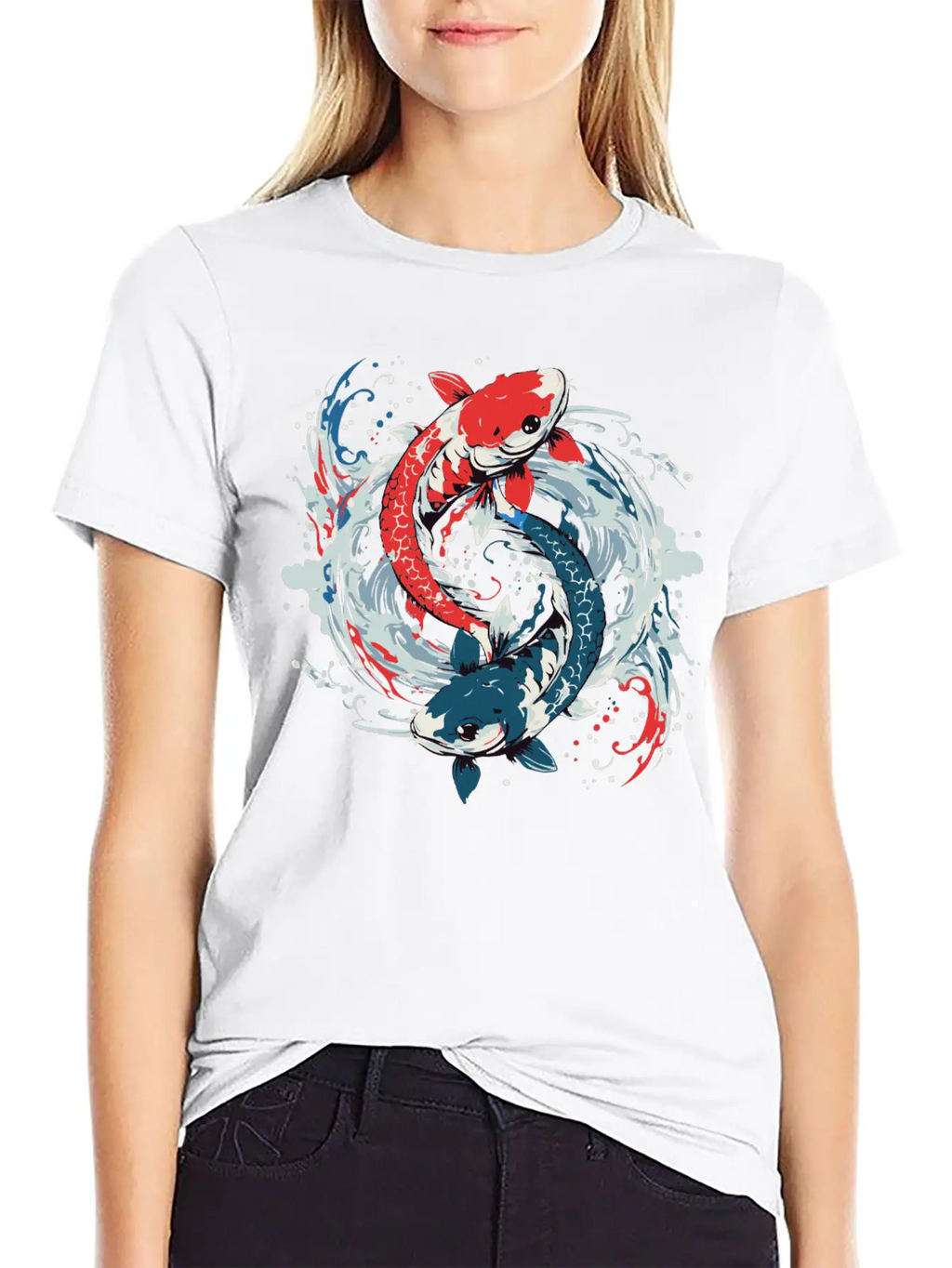 Balance Themed T Shirt Design Creator With Fish Essential Cotton Tee For Daily Outfits – Unisex Style