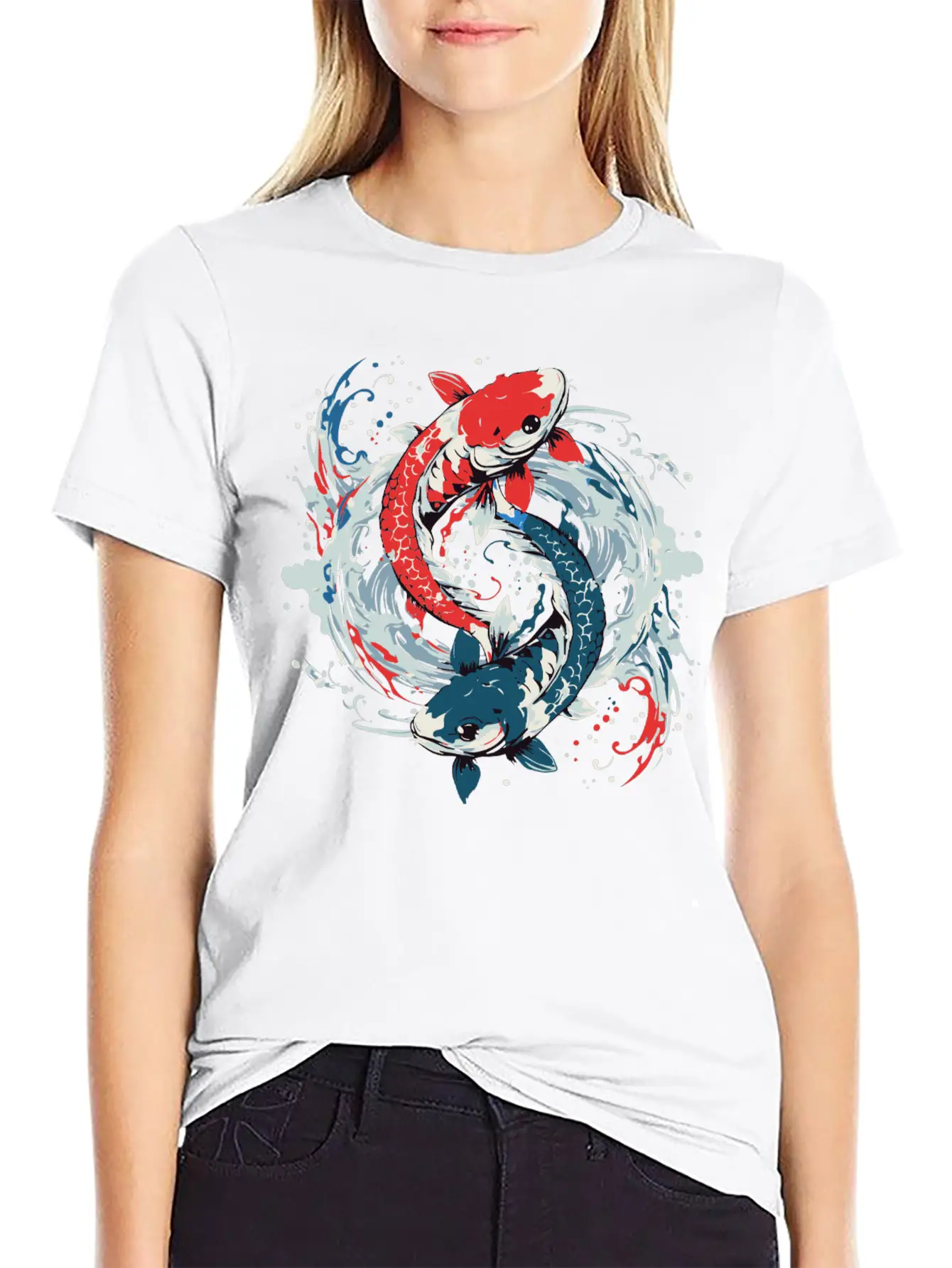 Balance Themed T Shirt Design Creator With Fish Essential Cotton Tee For Daily Outfits – Unisex Style