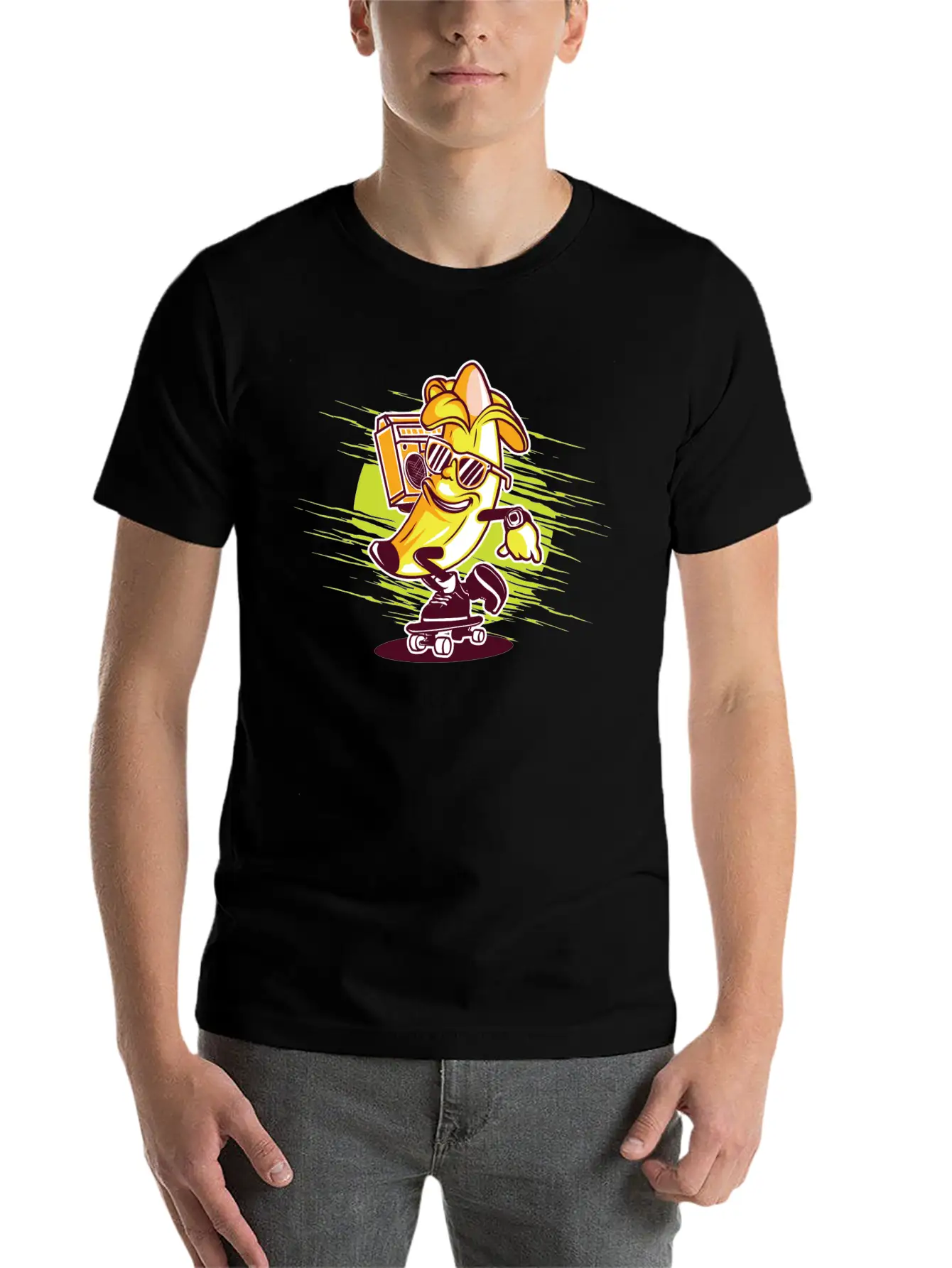 Banana Skateboard Music Classic Cotton Tee – Unisex Comfort For Any Season