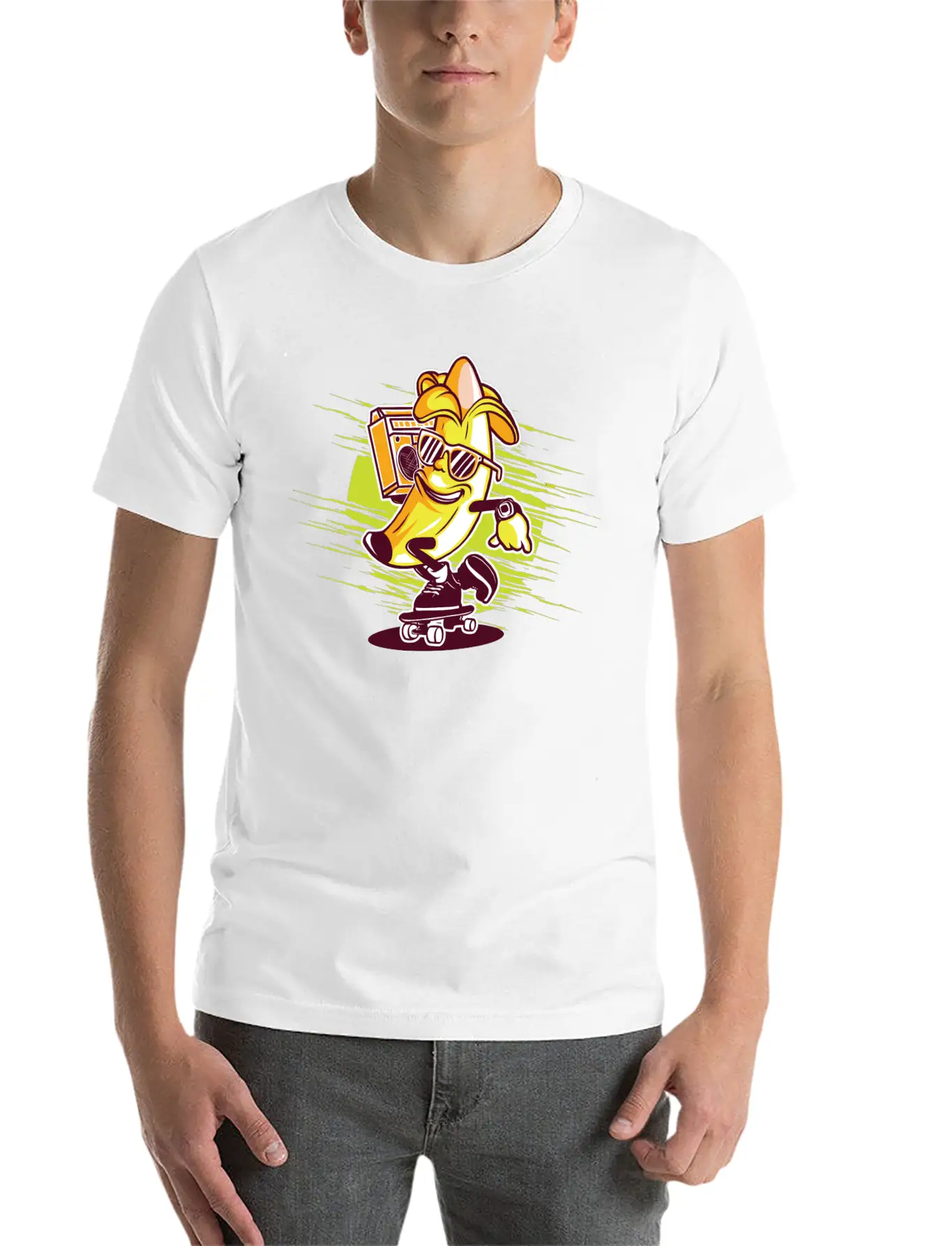 Banana Skateboard Music Classic Cotton Tee – Unisex Comfort For Any Season