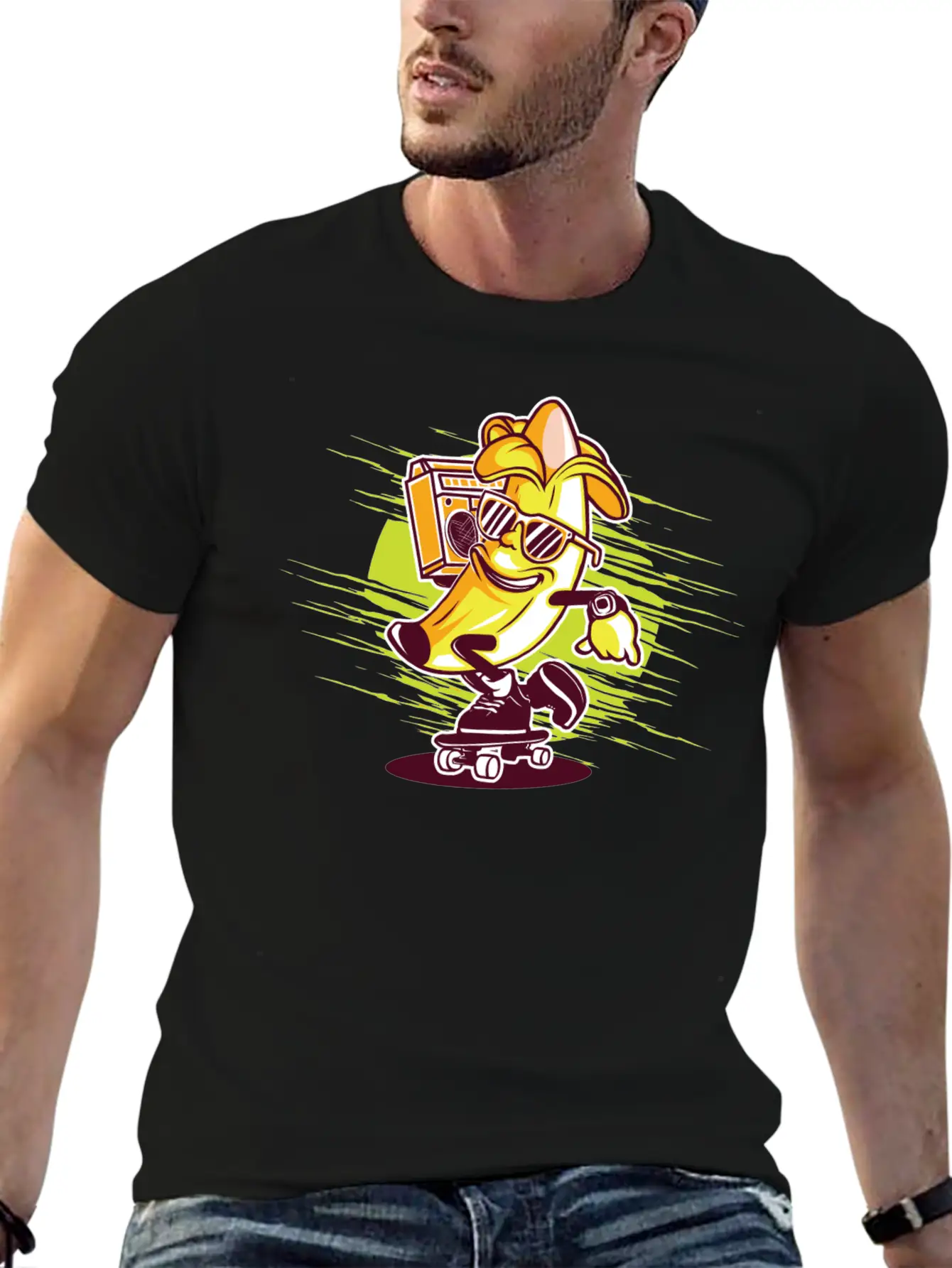 Banana Skateboard Music Classic Cotton Tee – Unisex Comfort For Any Season