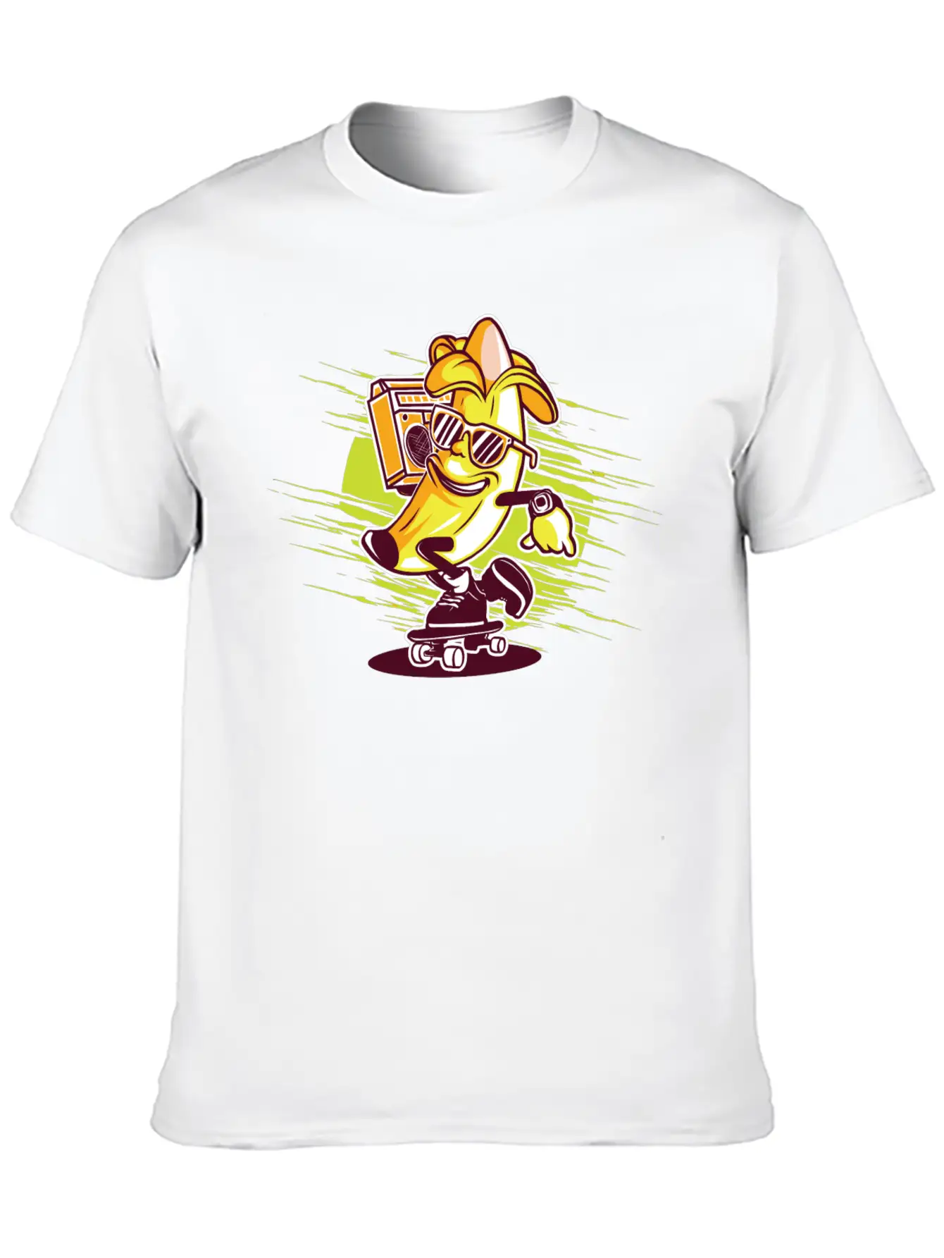 Banana Skateboard Music Classic Cotton Tee – Unisex Comfort For Any Season