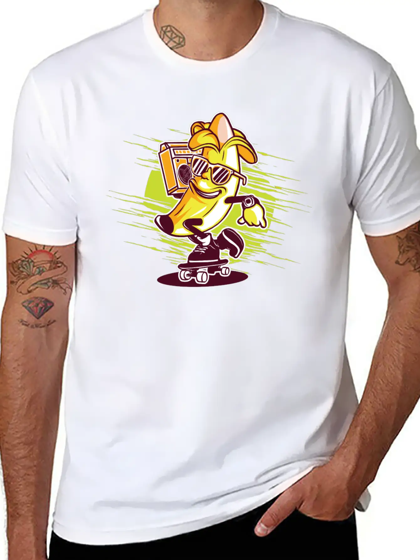 Banana Skateboard Music Classic Cotton Tee – Unisex Comfort For Any Season