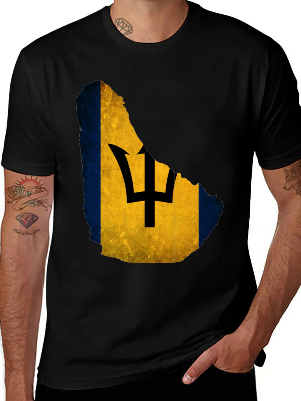 Barbados Flag Map Unisex Casual T-Shirt – Clean Design For Daily Comfort