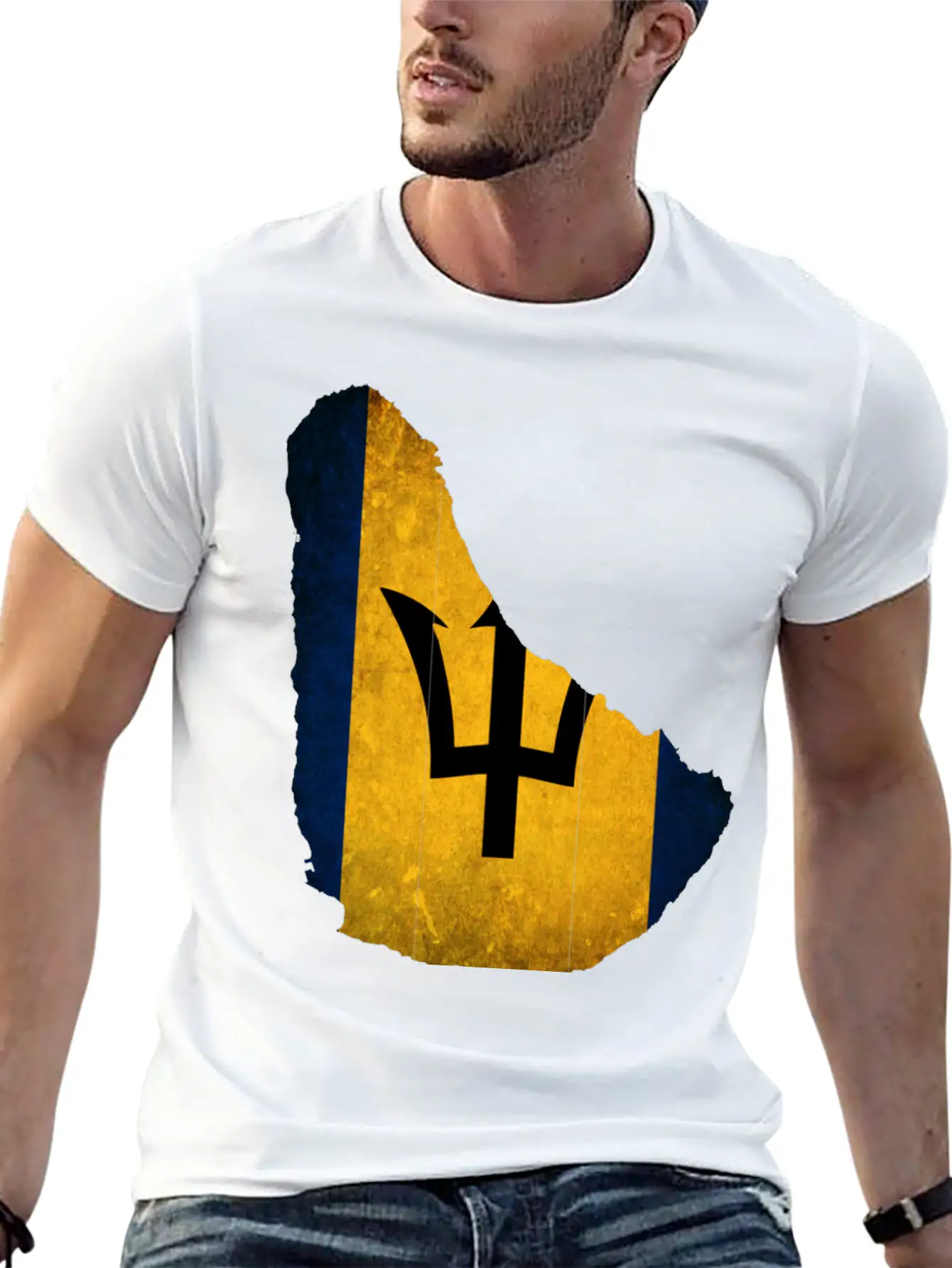 Barbados Flag Map Unisex Casual T-Shirt – Clean Design For Daily Comfort