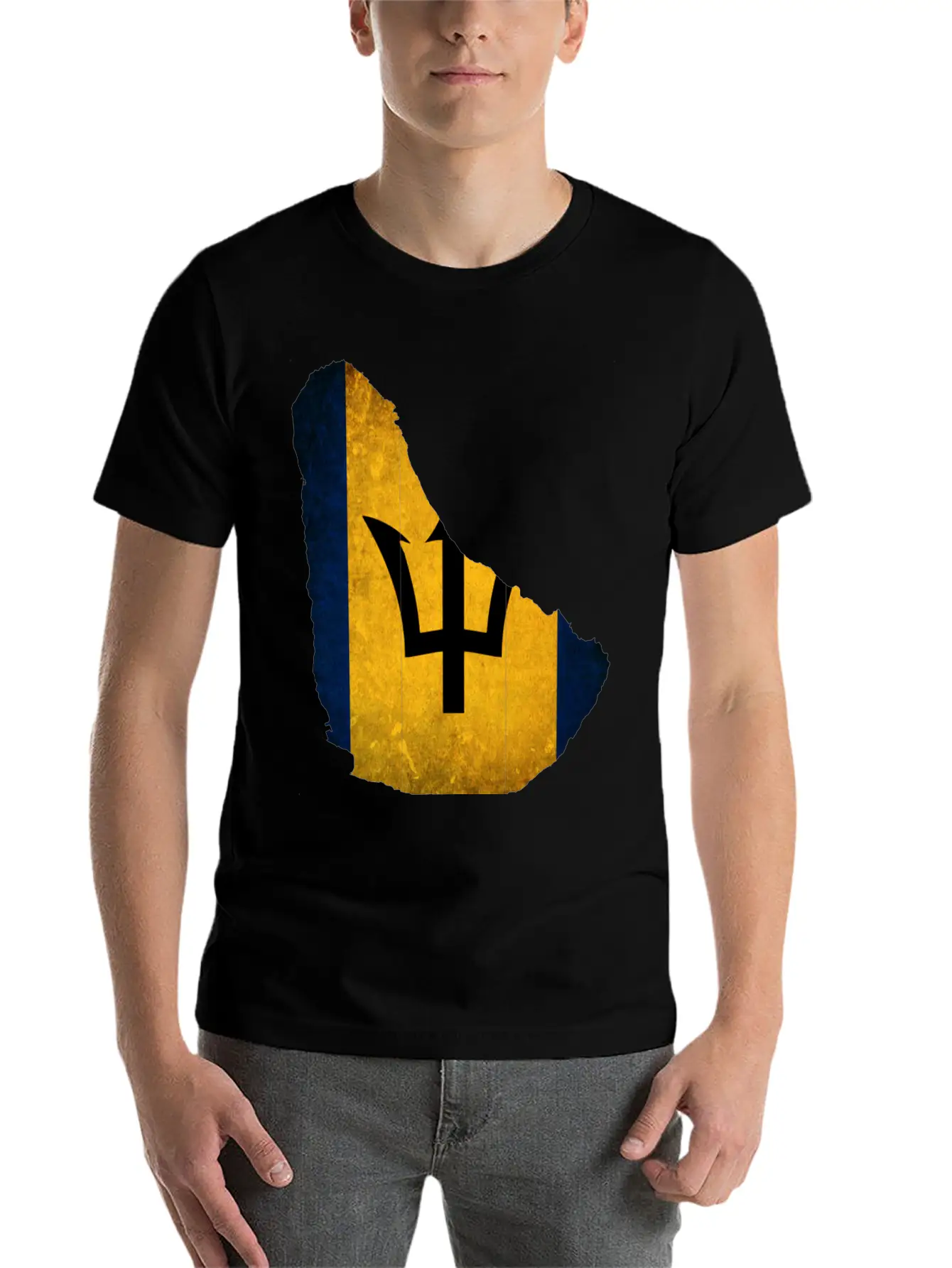 Barbados Flag Map Unisex Casual T-Shirt – Clean Design For Daily Comfort