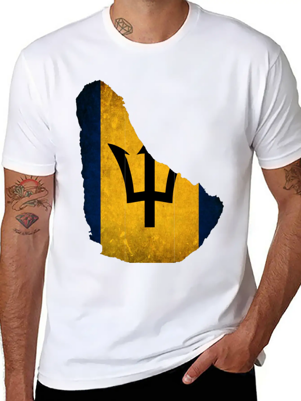 Barbados Flag Map Unisex Casual T-Shirt – Clean Design For Daily Comfort