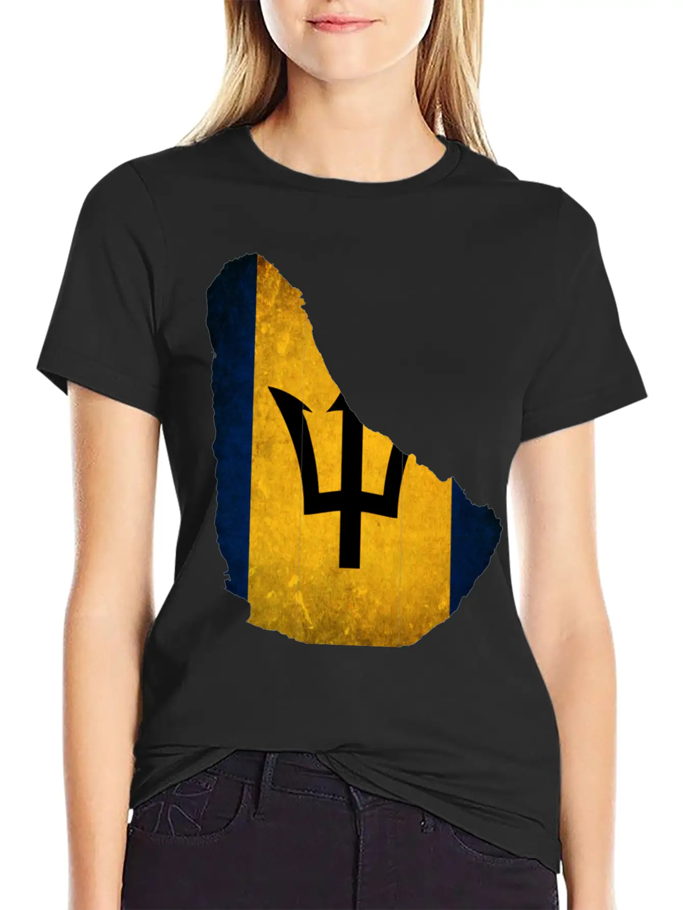 Barbados Flag Map Unisex Casual T-Shirt – Clean Design For Daily Comfort