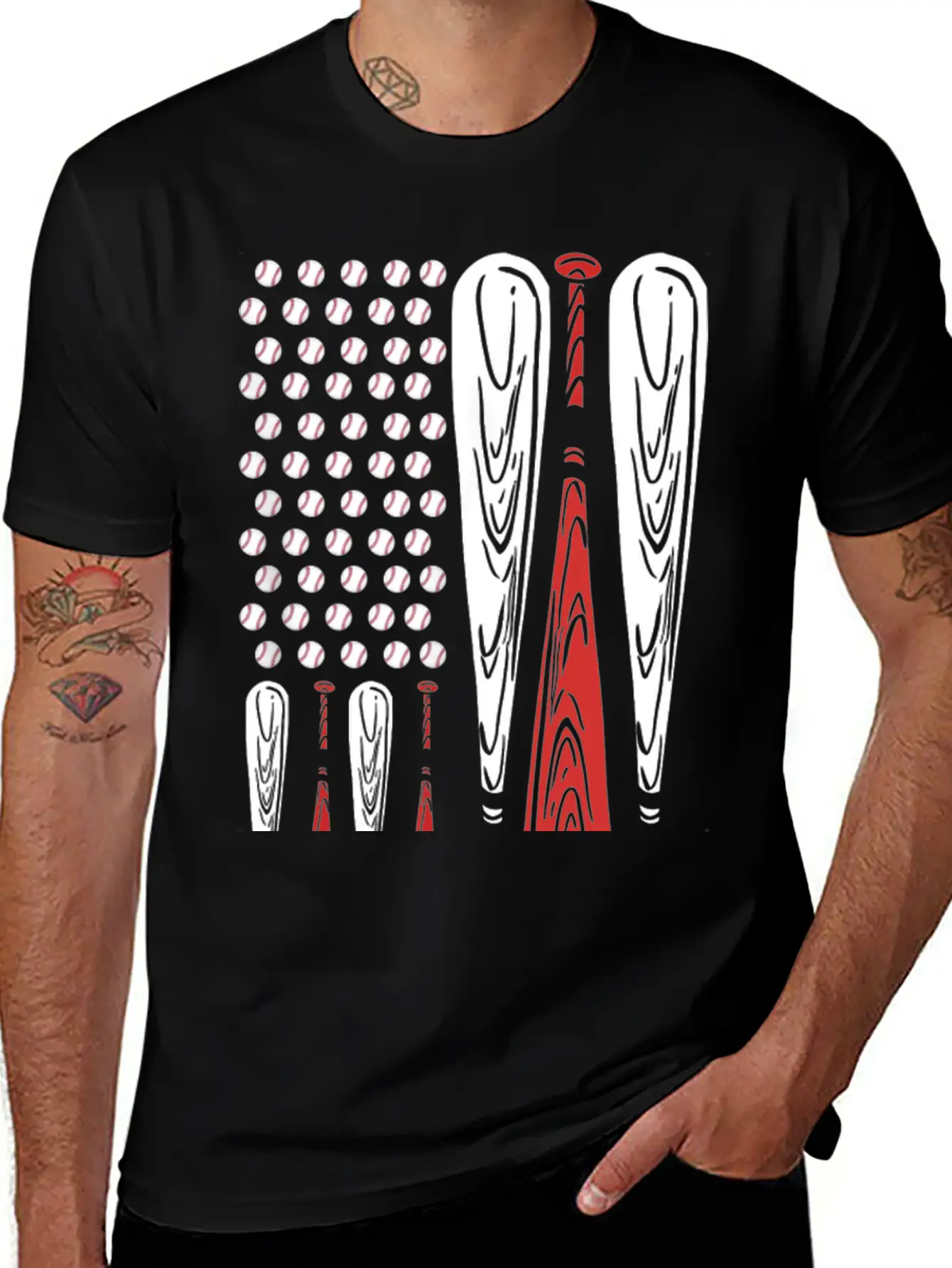Baseball American Flag Usa Flag Baseball Player Stylish Everyday T-Shirt – Unisex Basic Cotton Tee