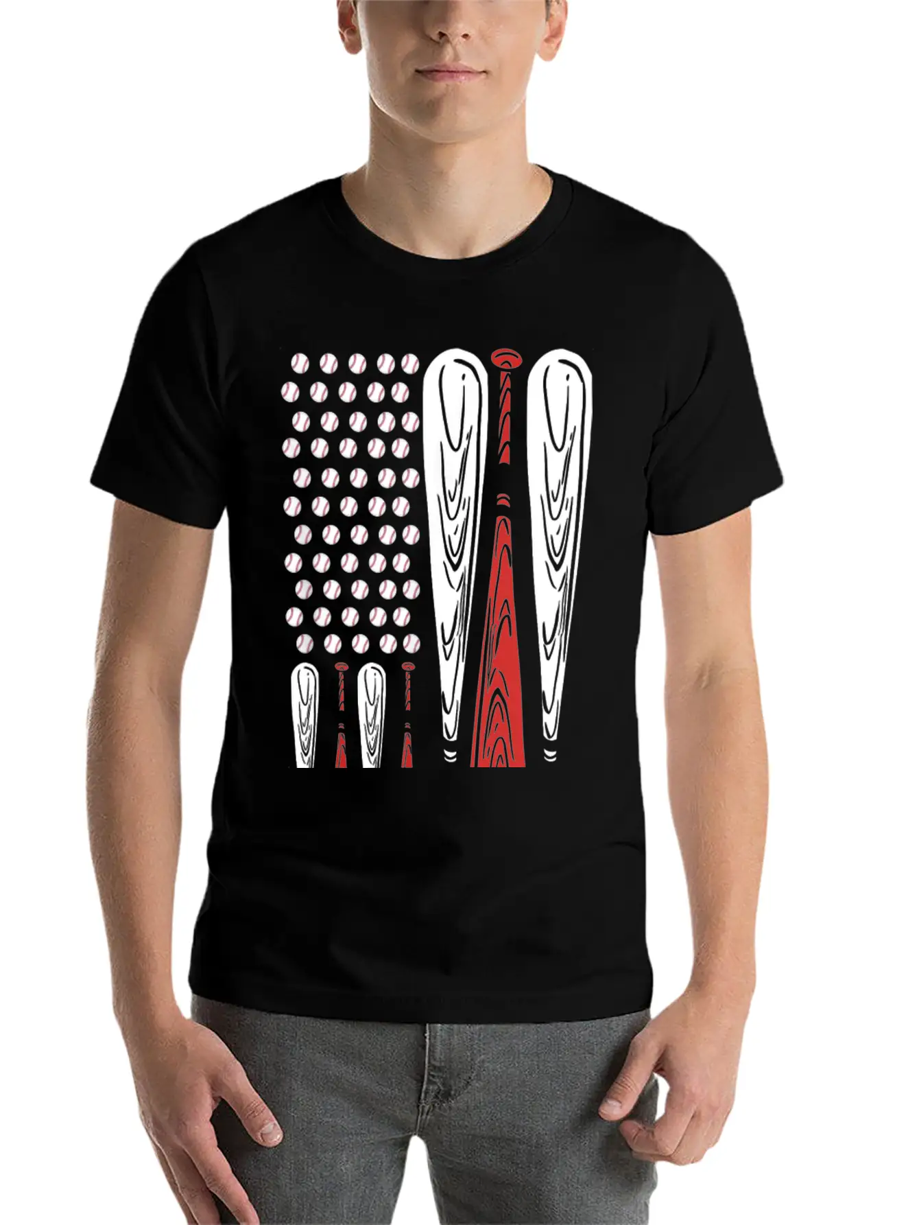 Baseball American Flag Usa Flag Baseball Player Stylish Everyday T-Shirt – Unisex Basic Cotton Tee