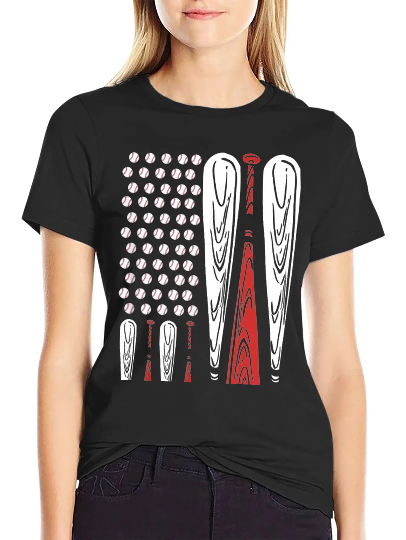 Baseball American Flag Usa Flag Baseball Player Stylish Everyday T-Shirt – Unisex Basic Cotton Tee