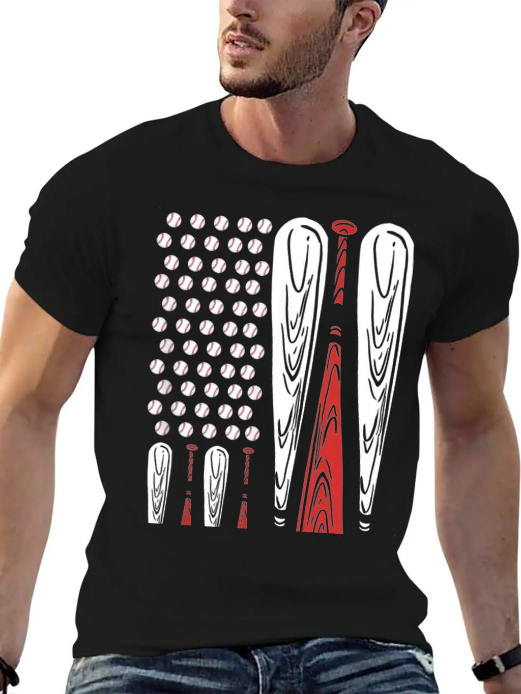 Baseball American Flag Usa Flag Baseball Player Stylish Everyday T-Shirt – Unisex Basic Cotton Tee