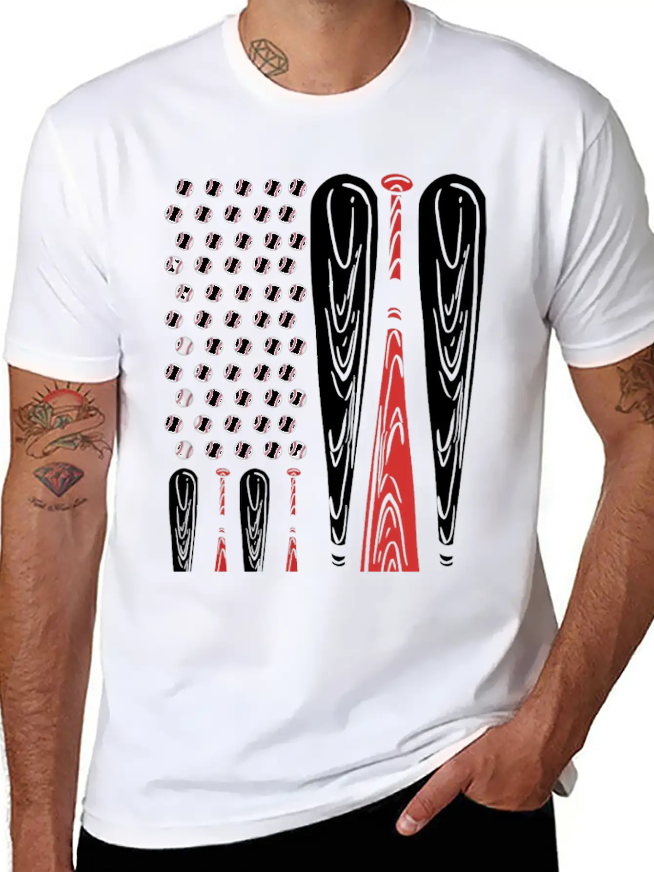 Baseball American Flag Usa Flag Baseball Player Stylish Everyday T-Shirt – Unisex Basic Cotton Tee