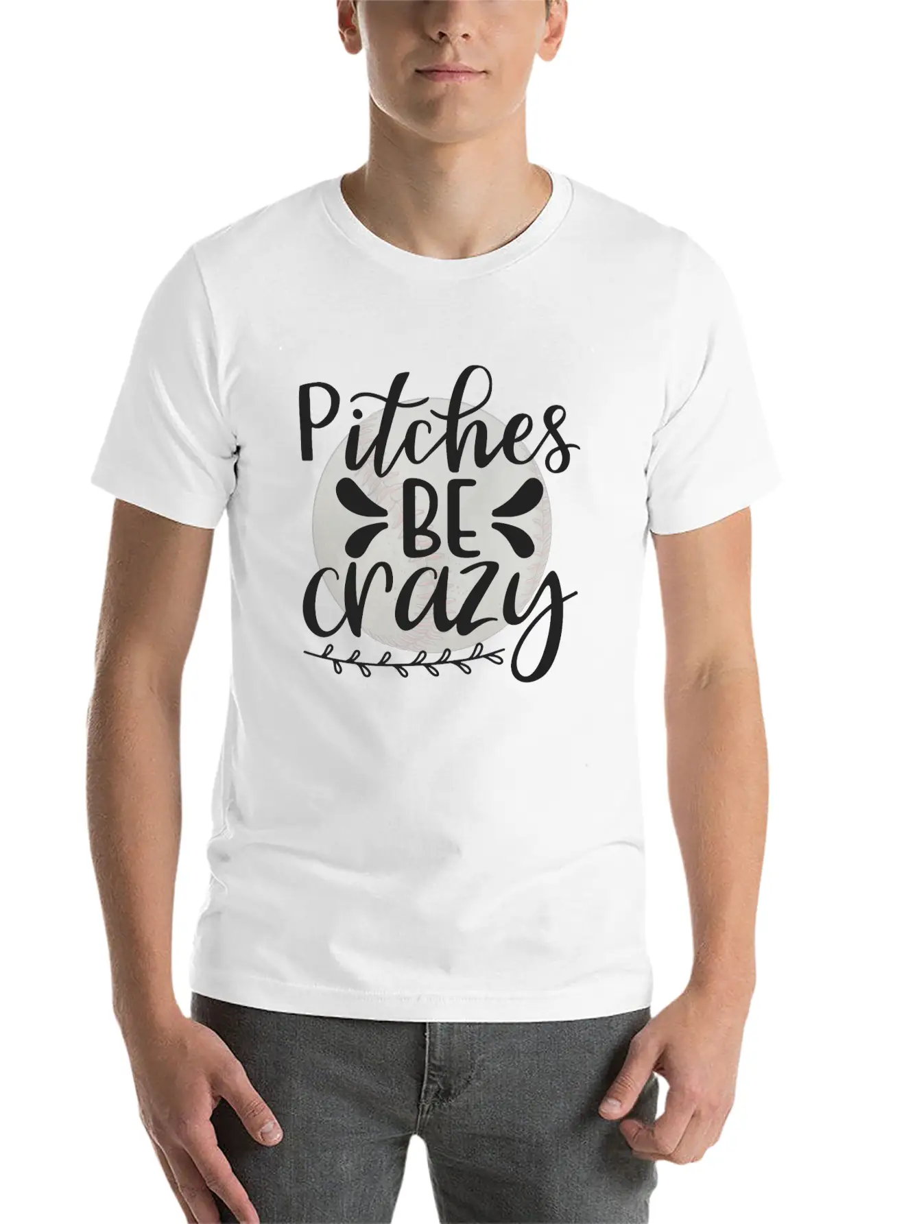 Baseball Lover Quote Pitches BE Crazy Breathable Graphic T-Shirt – Perfect For Casual Days