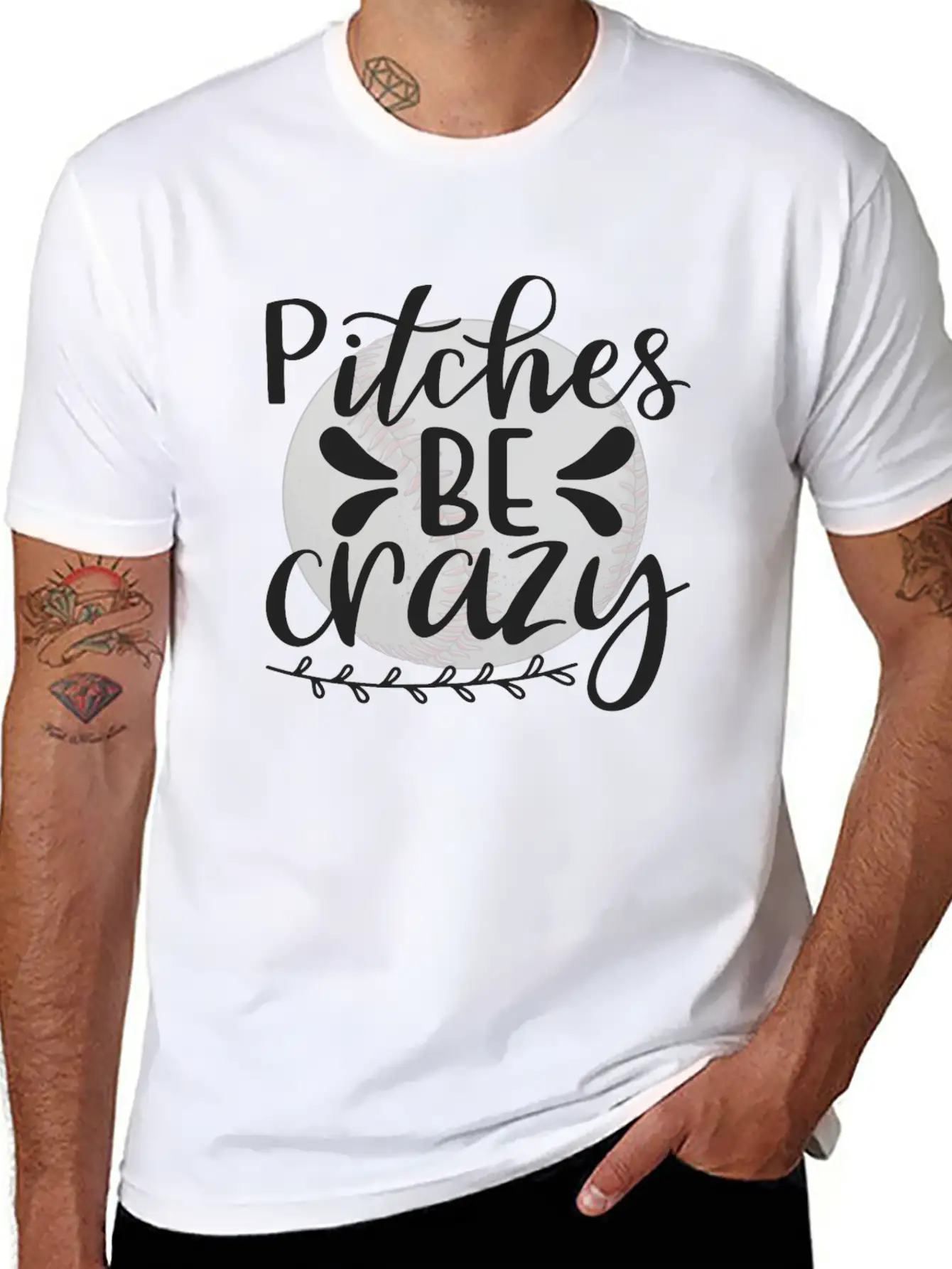 Baseball Lover Quote Pitches BE Crazy Breathable Graphic T-Shirt – Perfect For Casual Days