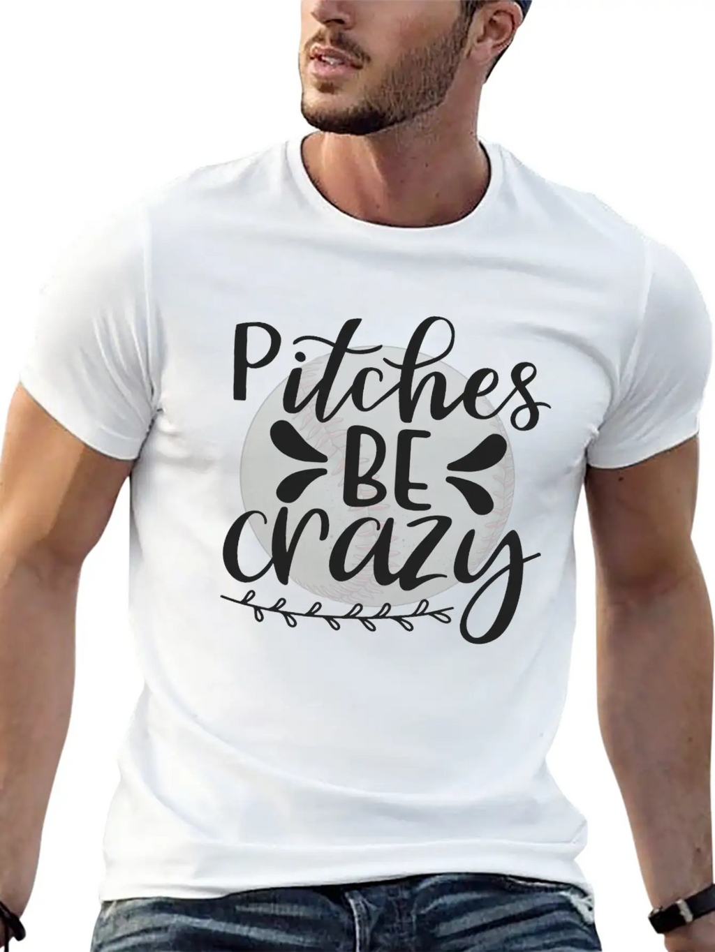 Baseball Lover Quote Pitches BE Crazy Breathable Graphic T-Shirt – Perfect For Casual Days