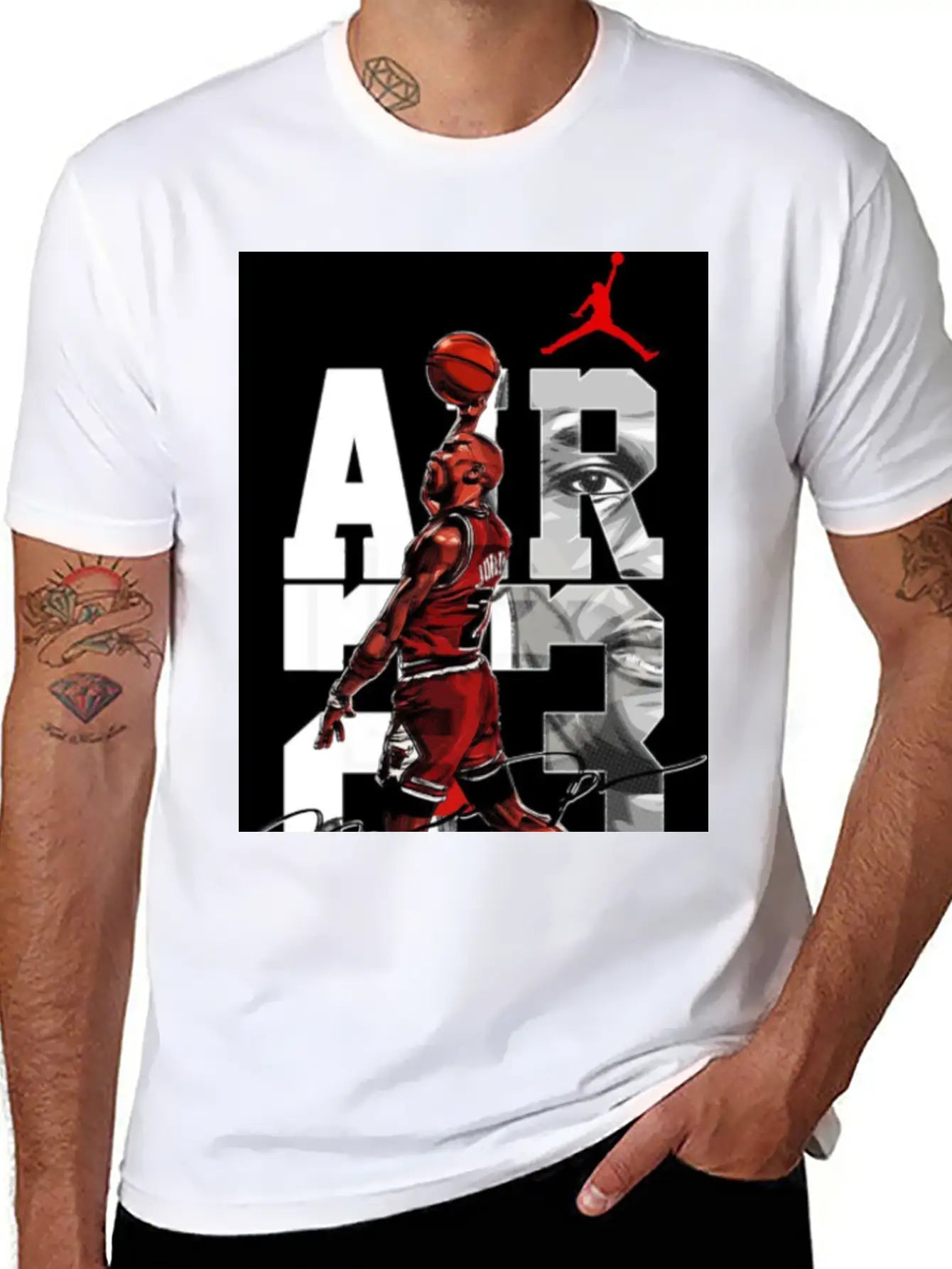 Basket Player Art Jordan T Shirts Relaxed Everyday Tee – Lightweight And Durable Cotton