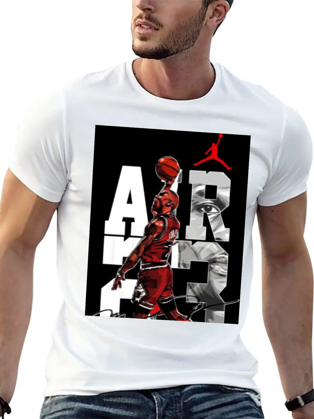 Basket Player Art Jordan T Shirts Relaxed Everyday Tee – Lightweight And Durable Cotton