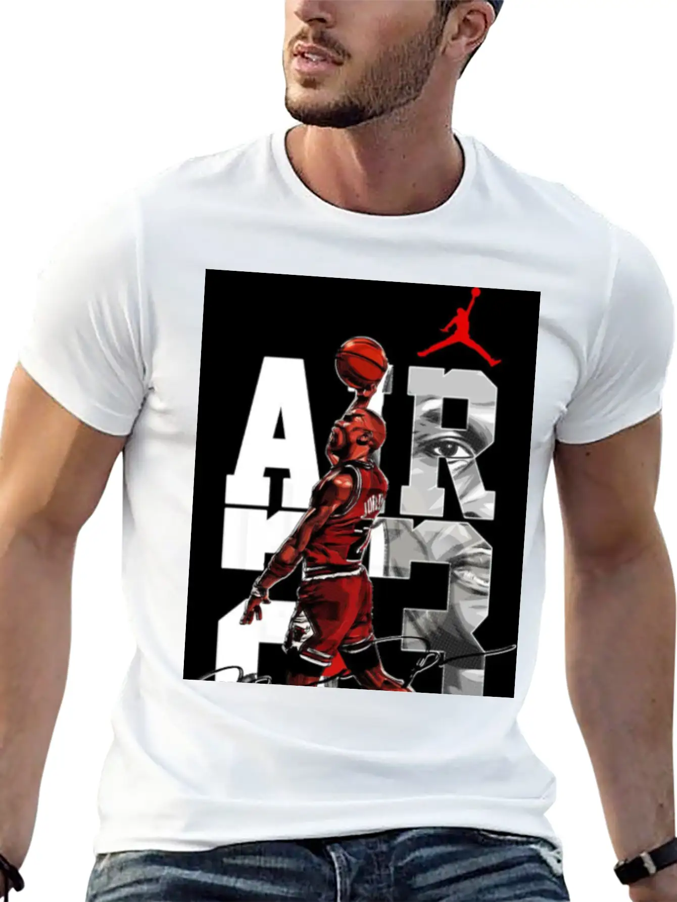 Basket Player Art Jordan T Shirts Relaxed Everyday Tee – Lightweight And Durable Cotton