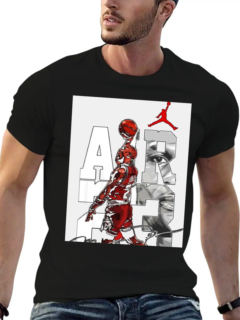Basket Player Art Jordan T Shirts Relaxed Everyday Tee – Lightweight And Durable Cotton