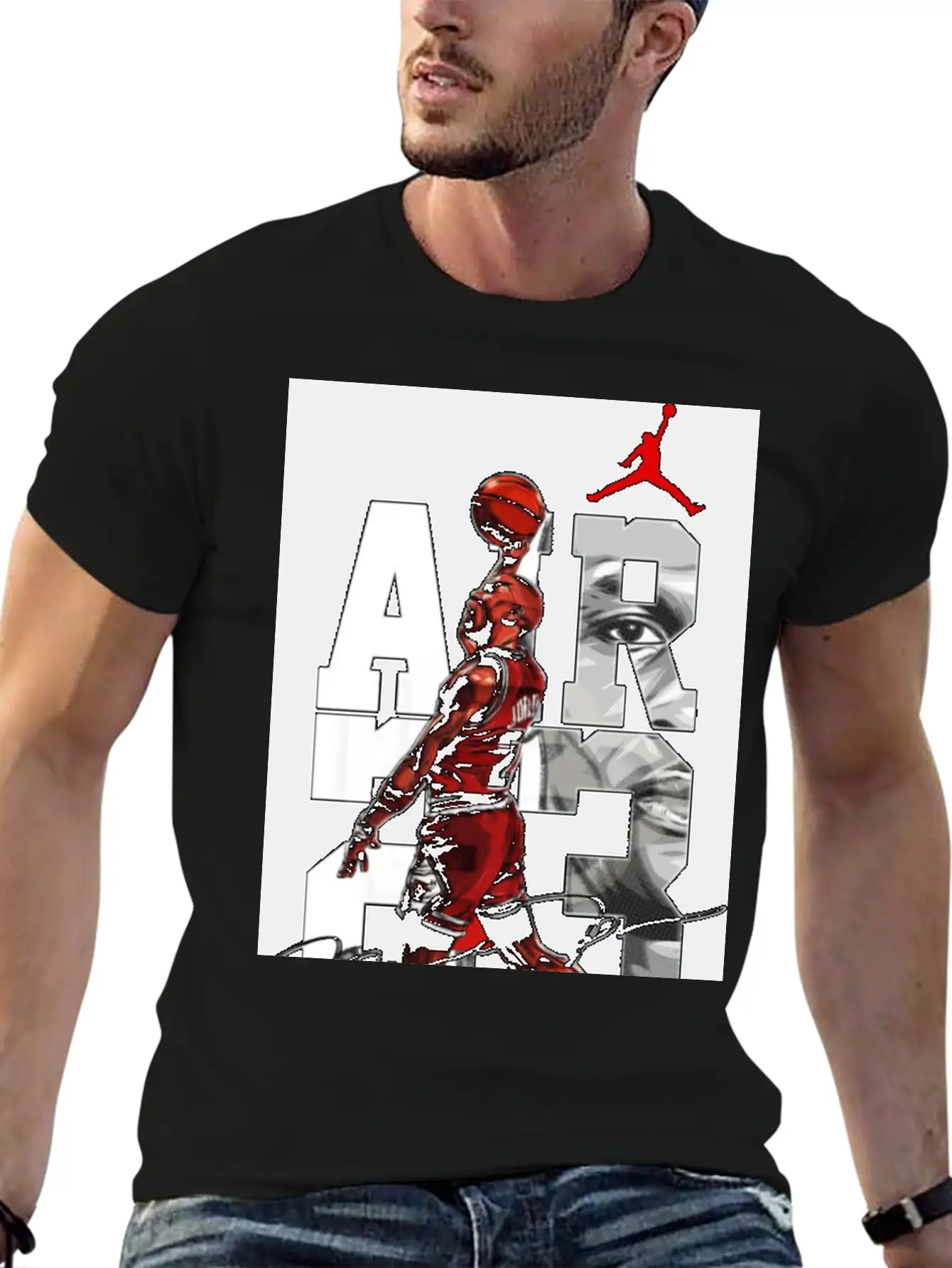 Basket Player Art Jordan T Shirts Relaxed Everyday Tee – Lightweight And Durable Cotton