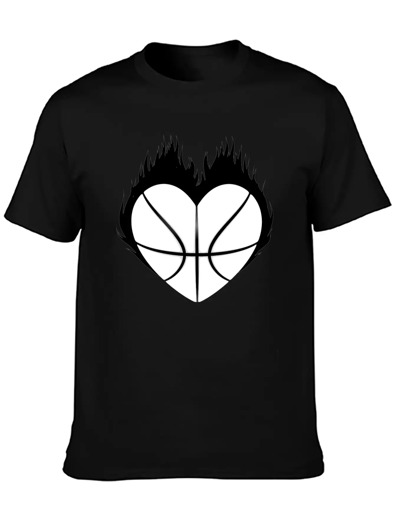 Basketball Heart Flame Gift Idea Breathable Soft Cotton T-Shirt – Timeless Casual Look