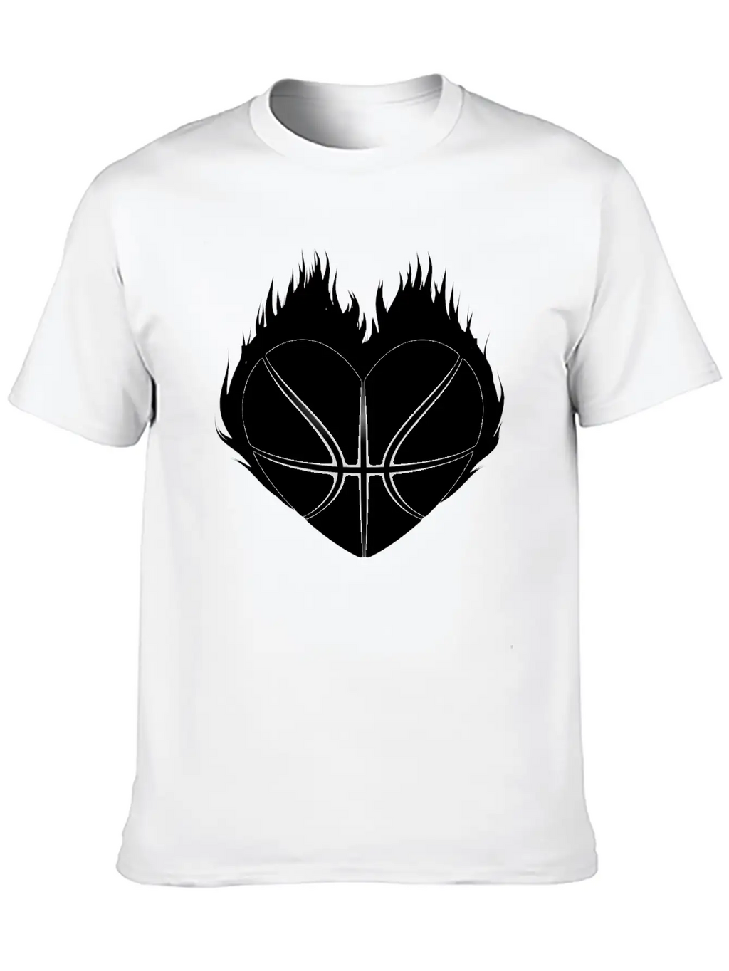 Basketball Heart Flame Gift Idea Breathable Soft Cotton T-Shirt – Timeless Casual Look