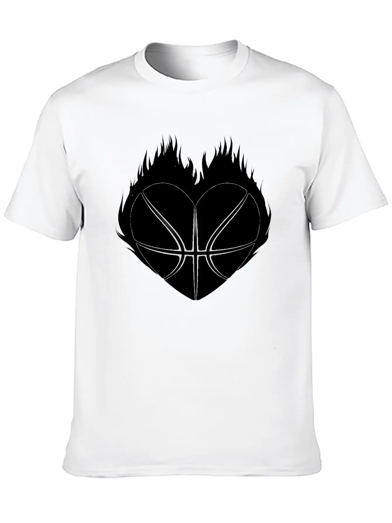 Basketball Heart Flame Gift Idea Breathable Soft Cotton T-Shirt – Timeless Casual Look