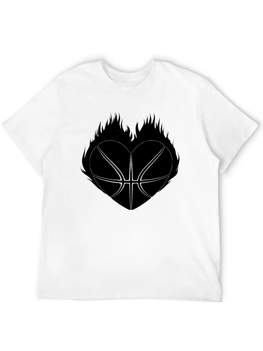 Basketball Heart Flame Gift Idea Breathable Soft Cotton T-Shirt – Timeless Casual Look
