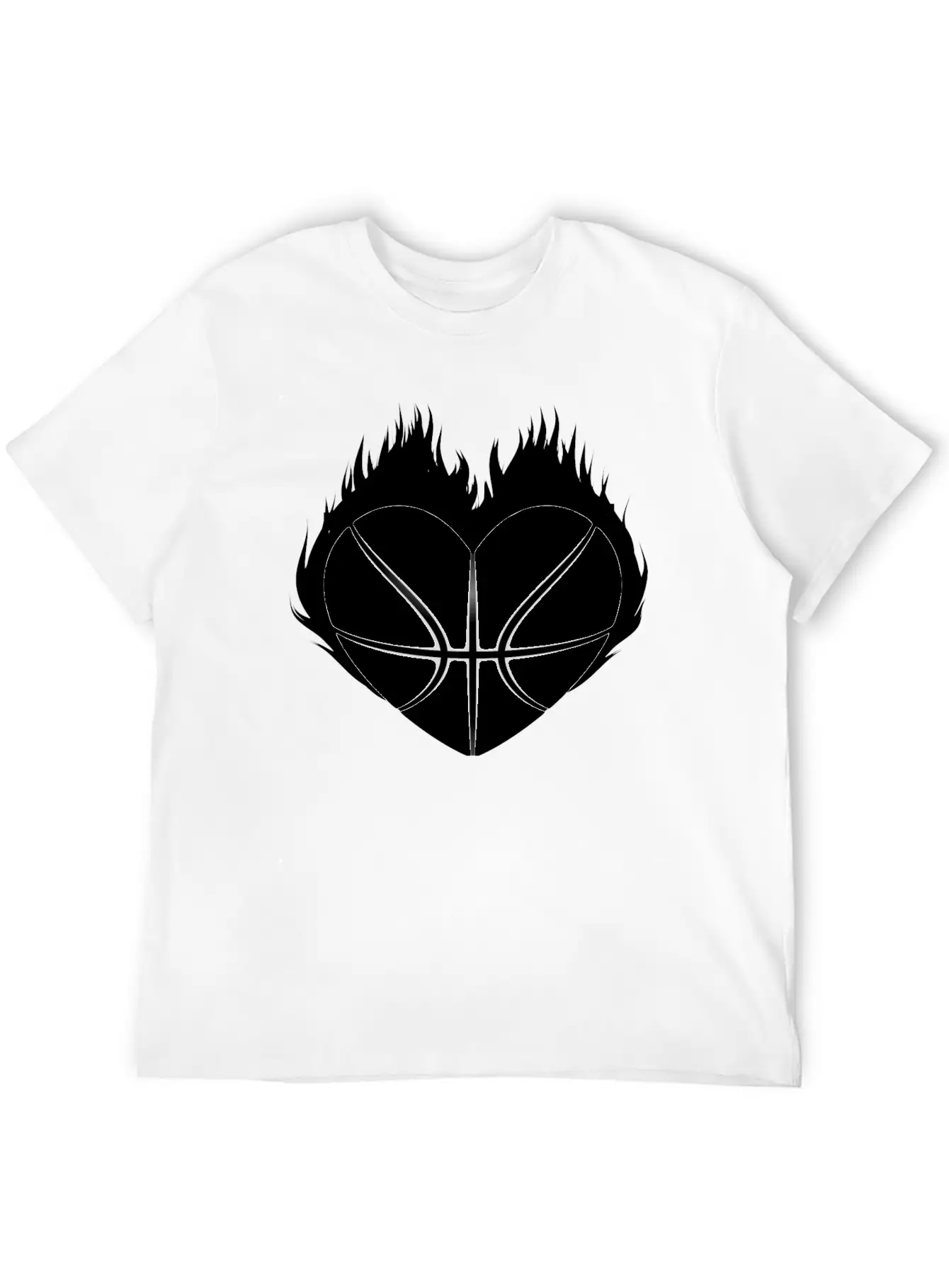 Basketball Heart Flame Gift Idea Breathable Soft Cotton T-Shirt – Timeless Casual Look