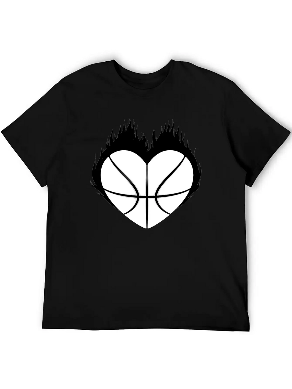 Basketball Heart Flame Gift Idea Breathable Soft Cotton T-Shirt – Timeless Casual Look