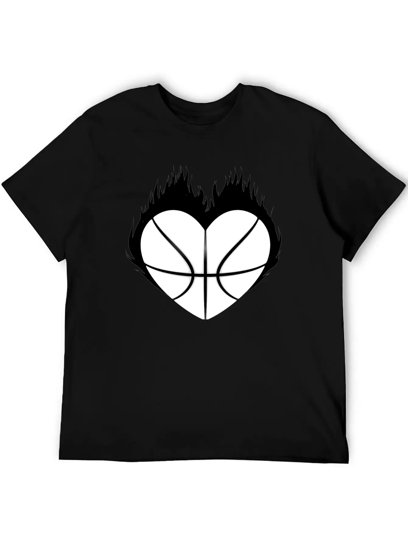 Basketball Heart Flame Gift Idea Breathable Soft Cotton T-Shirt – Timeless Casual Look