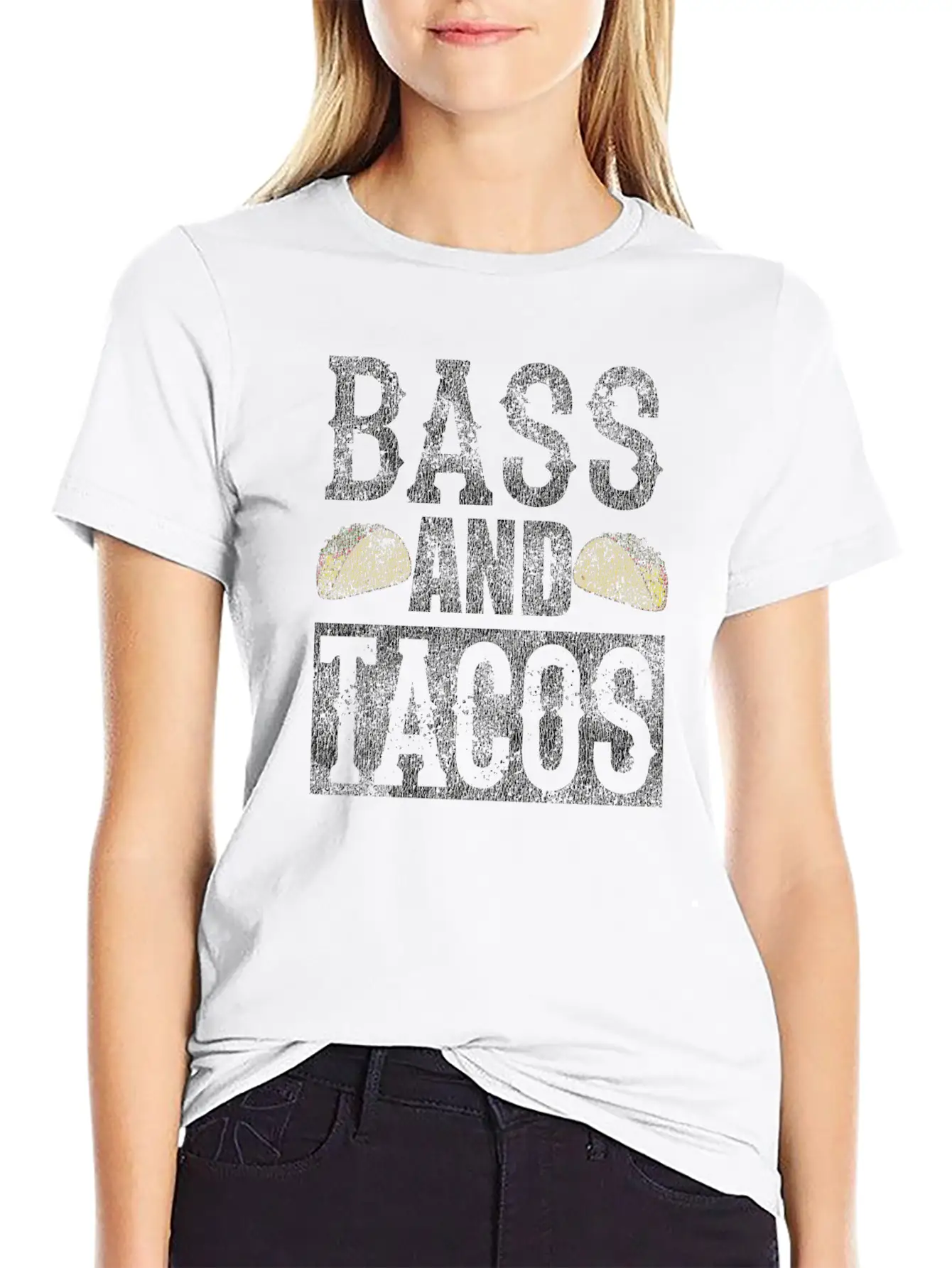 Bass And Tacos Funny Taco Bass Guitar Distressed T Modern Fit Casual T-Shirt – Clean And Versatile Design