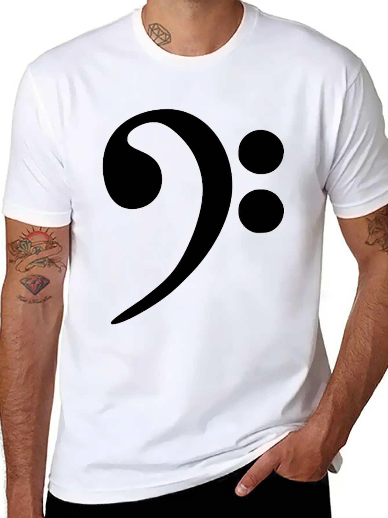 Bass Cleff Funny Stylish Everyday T-Shirt – Unisex Basic Cotton Tee