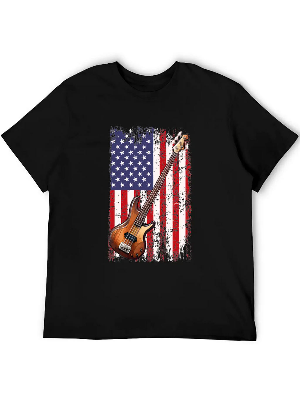 Bass Guitar American Flag, Funny Bass Player Stylish Everyday T-Shirt – Unisex Basic Cotton Tee