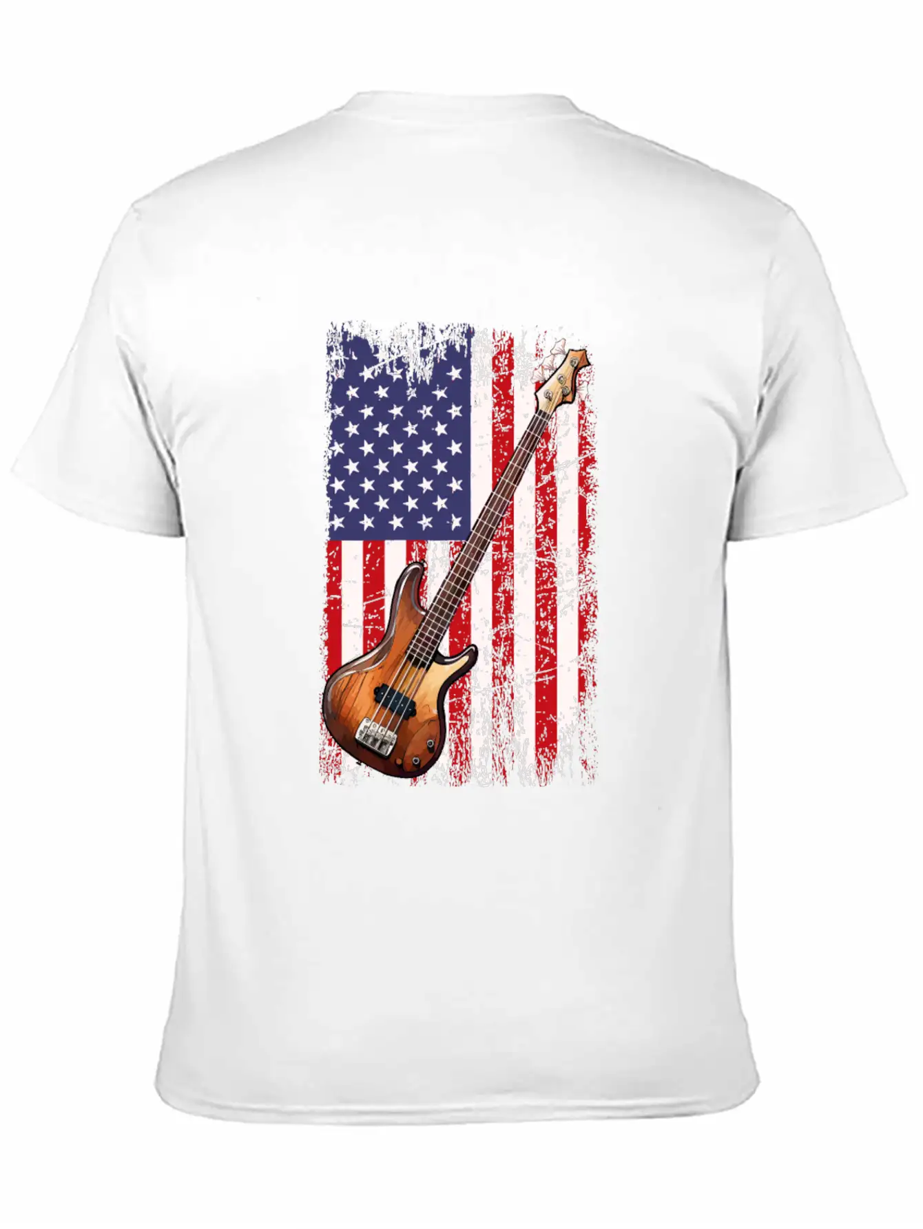 Bass Guitar American Flag, Funny Bass Player Stylish Everyday T-Shirt – Unisex Basic Cotton Tee