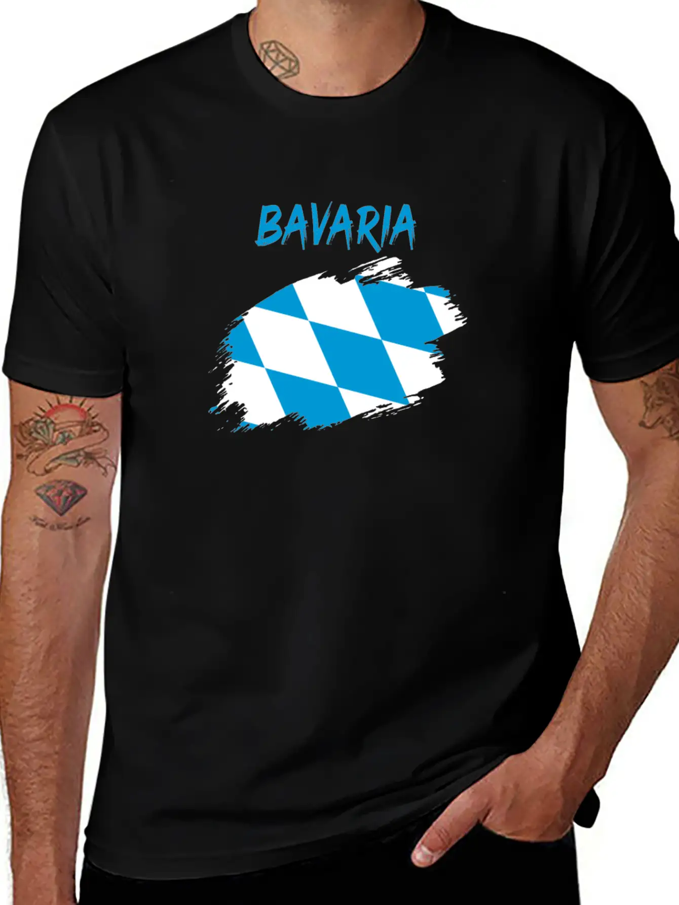 Bavaria Bavarian Flag Banner Rhombus Stylish Everyday T-Shirt – Unisex Basic Cotton Tee