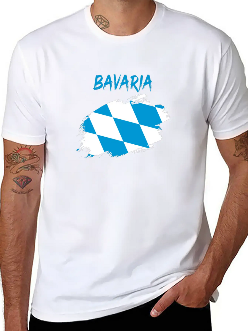 Bavaria Bavarian Flag Banner Rhombus Stylish Everyday T-Shirt – Unisex Basic Cotton Tee