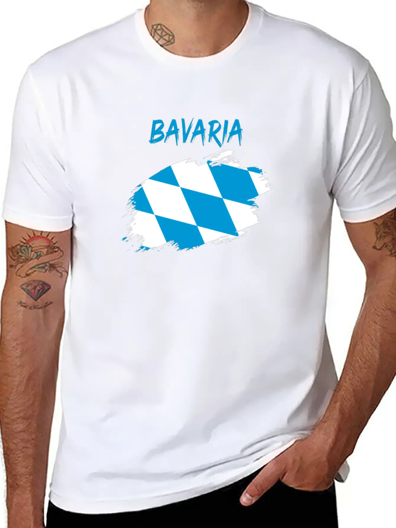 Bavaria Bavarian Flag Banner Rhombus Stylish Everyday T-Shirt – Unisex Basic Cotton Tee