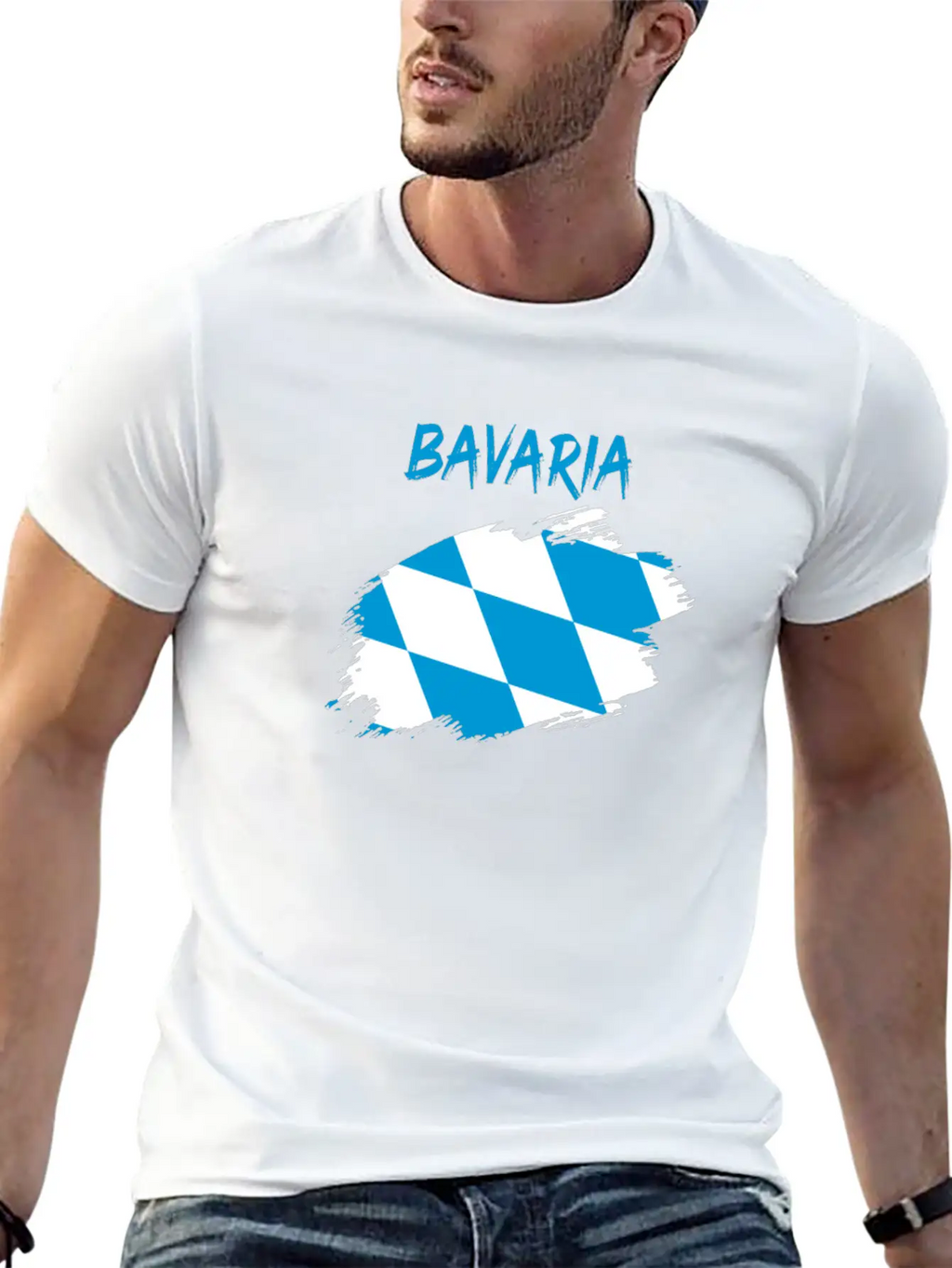 Bavaria Bavarian Flag Banner Rhombus Stylish Everyday T-Shirt – Unisex Basic Cotton Tee